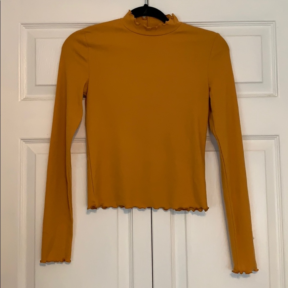 Forever 21 Mustard Yellow Lettuce Hem Long Sleeve